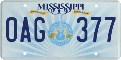 MS license plate OAG377