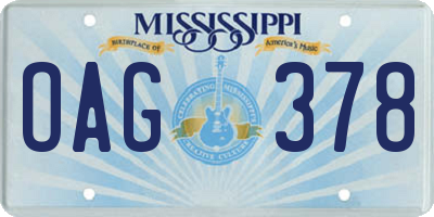 MS license plate OAG378