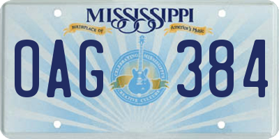 MS license plate OAG384