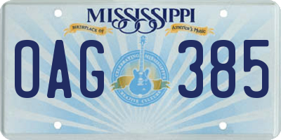 MS license plate OAG385