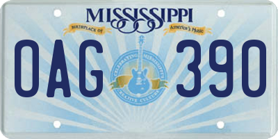 MS license plate OAG390
