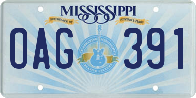 MS license plate OAG391