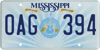 MS license plate OAG394
