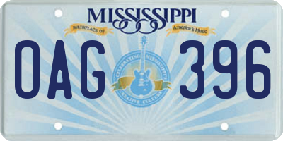 MS license plate OAG396