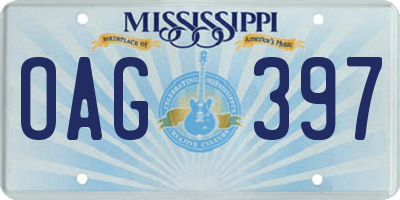 MS license plate OAG397