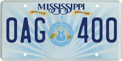 MS license plate OAG400