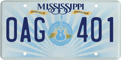 MS license plate OAG401