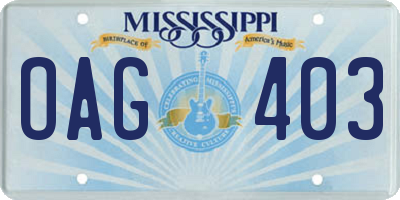 MS license plate OAG403