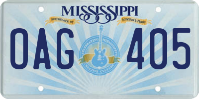 MS license plate OAG405