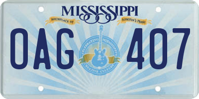 MS license plate OAG407