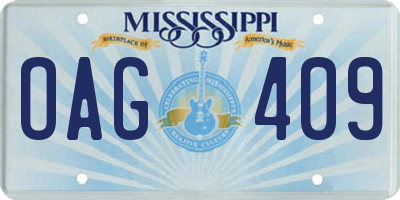 MS license plate OAG409