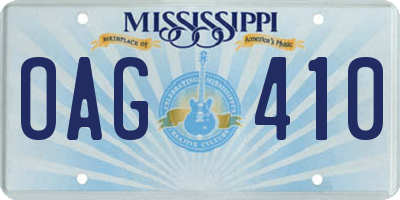 MS license plate OAG410
