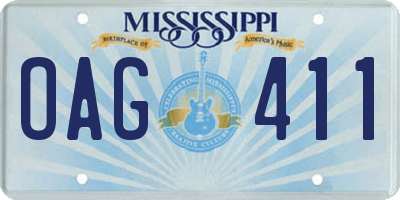 MS license plate OAG411