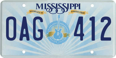 MS license plate OAG412