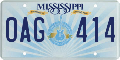 MS license plate OAG414