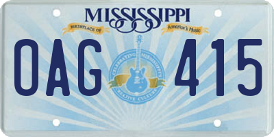 MS license plate OAG415