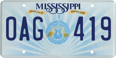 MS license plate OAG419