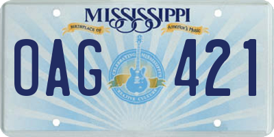 MS license plate OAG421