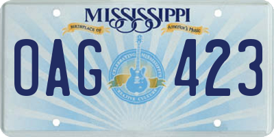 MS license plate OAG423