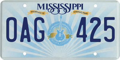 MS license plate OAG425