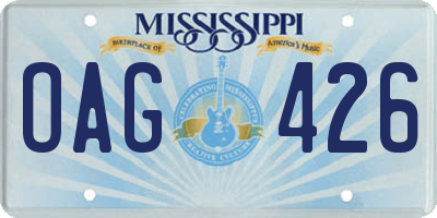 MS license plate OAG426