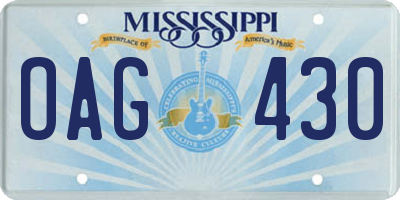 MS license plate OAG430