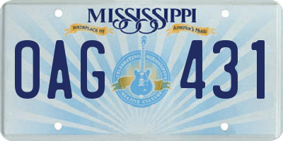 MS license plate OAG431