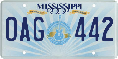 MS license plate OAG442