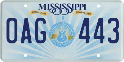 MS license plate OAG443