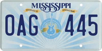 MS license plate OAG445