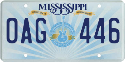 MS license plate OAG446