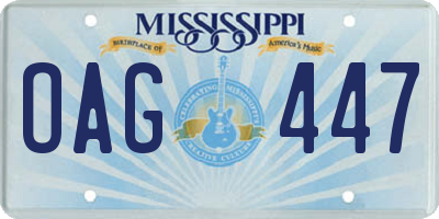 MS license plate OAG447