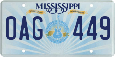 MS license plate OAG449