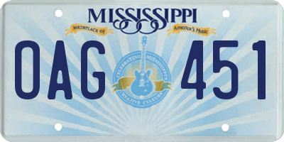 MS license plate OAG451