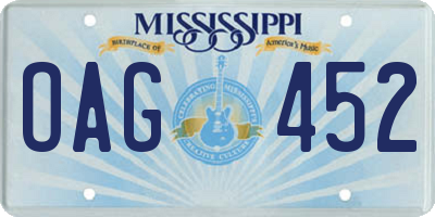 MS license plate OAG452