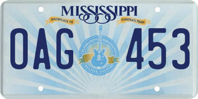 MS license plate OAG453