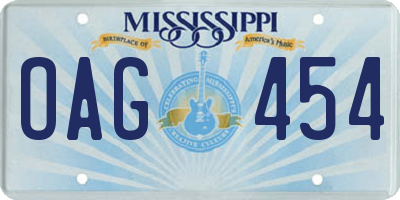 MS license plate OAG454