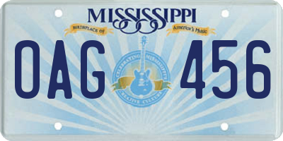 MS license plate OAG456