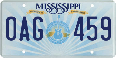 MS license plate OAG459