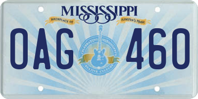MS license plate OAG460