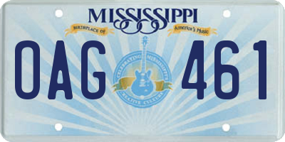 MS license plate OAG461