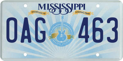 MS license plate OAG463