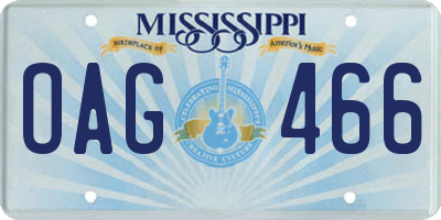 MS license plate OAG466
