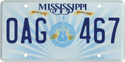 MS license plate OAG467