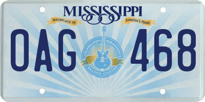 MS license plate OAG468