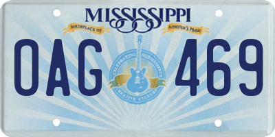 MS license plate OAG469