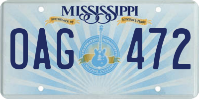 MS license plate OAG472