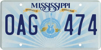 MS license plate OAG474