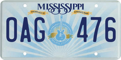 MS license plate OAG476