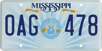 MS license plate OAG478